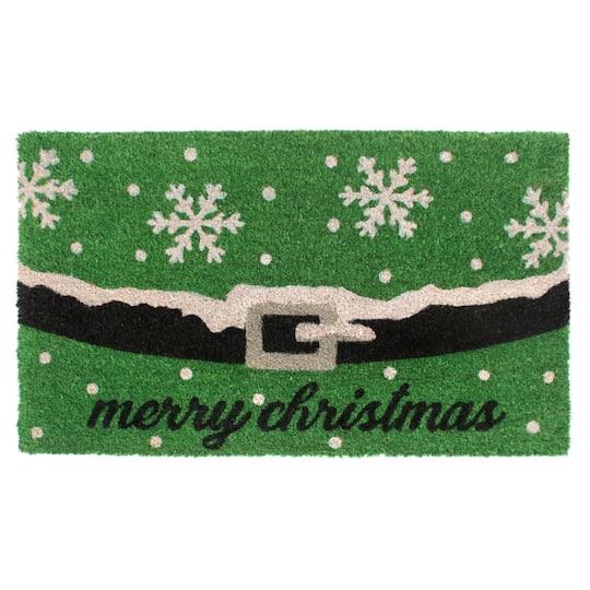 RugSmith Green Machine Tufted Holiday Merry Christmas Snow flakes Area Rug, 18&#x27;&#x27; x 30&#x27;&#x27;